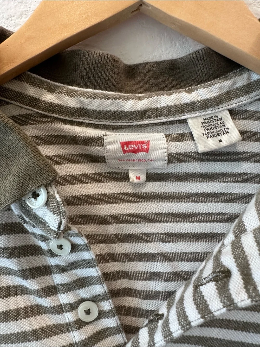 Levi's Men's‎ Olive and White Striped Polo